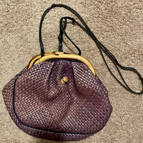Vintage Neiman Marcus purple Straw Crossbody Bag - Picture 3 of 16